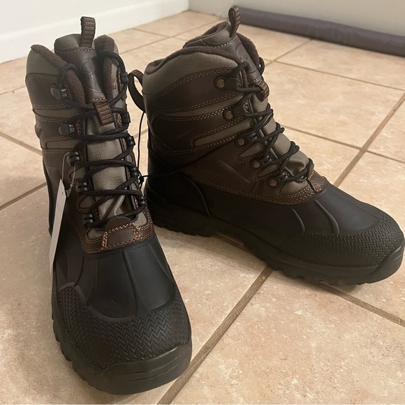 Heritage Weatherproof Men's Clint Brown Insulated Waterproof Winter Boots Size 9 - Picture 1 of 10